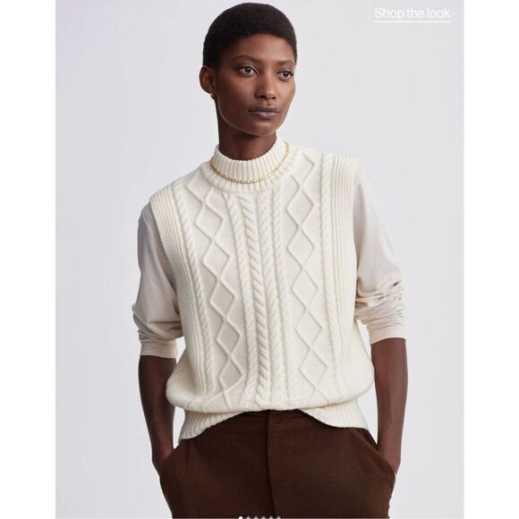 $110 Varley Joilette Roll Neck Vest in Egret size medium - Picture 1 of 7